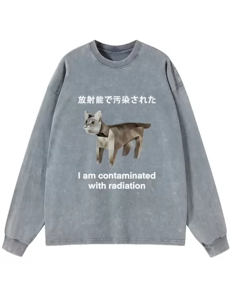Cat Contaminated By Radiation Washed Long Sleeve T-Shirt
