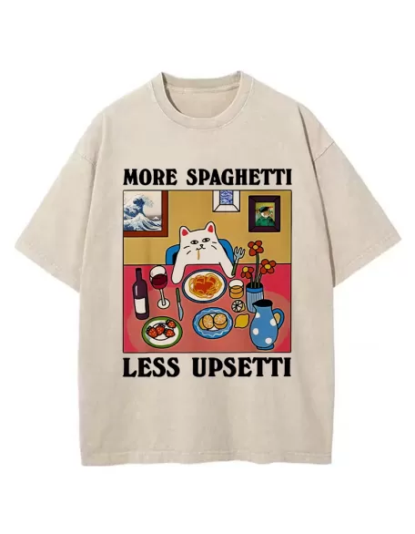 -Tiger More Spaghetti Less Upsetti Washed T-Shirt
