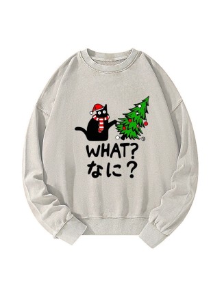 Naughty Cat Christmas Washed Sweatshirt