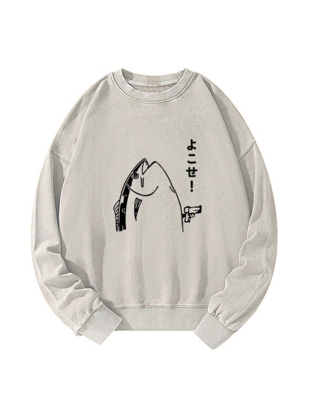 Fish Hold Up Gun Washed Sweatshirt
