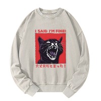 Angry Cat Japan Washed Sweatshirt