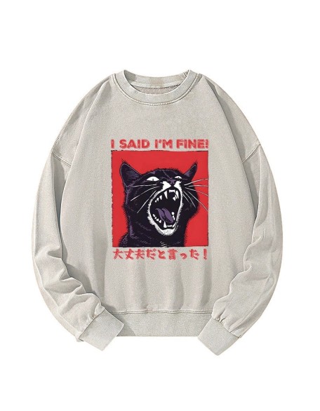 Angry Cat Japan Washed Sweatshirt