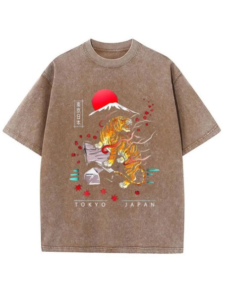 Japanese Style Tiger Washed T-Shirt