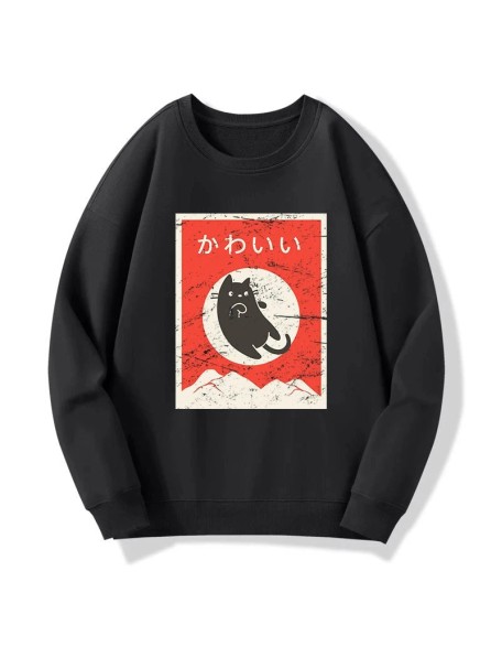 Cute Black Cat Japanese Sweatshirt