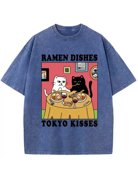 Ramen Dishes Tokyo Kisses Washed T-Shirt