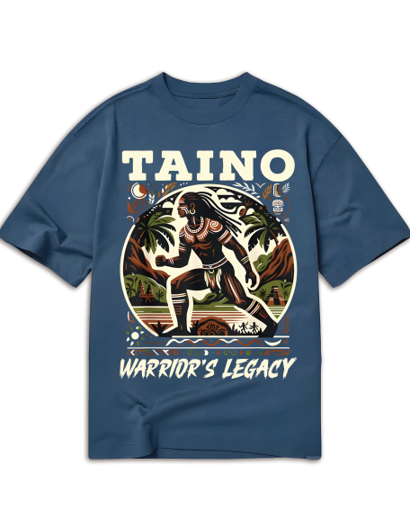 Taino Warrior Graphic Tee - 220g Cotton, Short Sleeve, Crew Neck - Puerto Rico & Caribbean Culture Inspired T-Shirt