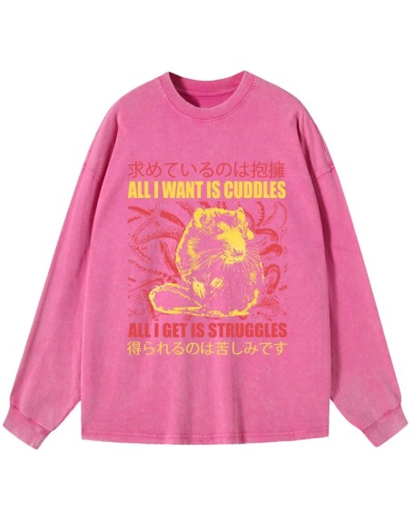 All I Want Is Cuddles Washed Long Sleeve T-Shirt