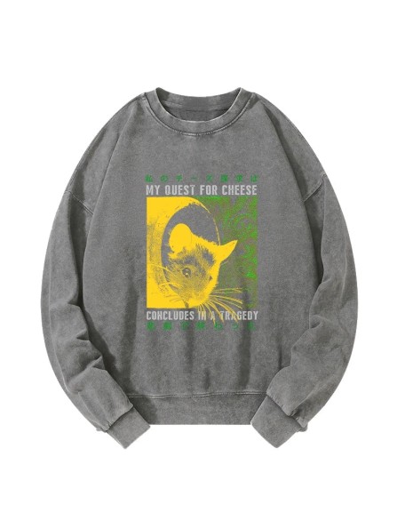 Mouse Has A Passion For Cheese Washed Sweatshirt