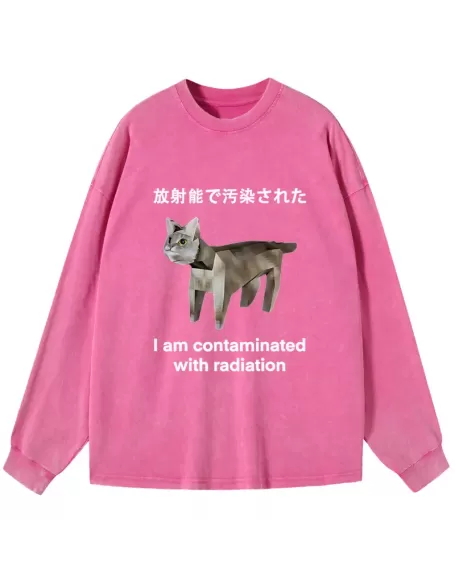 Cat Contaminated By Radiation Washed Long Sleeve T-Shirt
