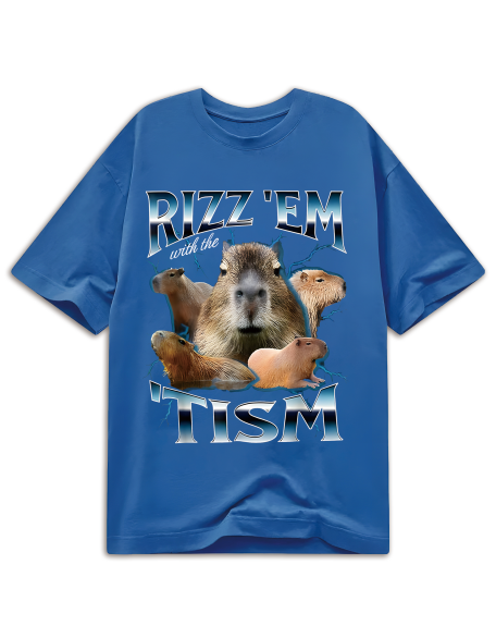 Rizz Em With The Tism Capybara Funny T-Shirt, Men's Stylish Cotton T-Shirt  Comfortable And Perfect For Everyday Casual Wear