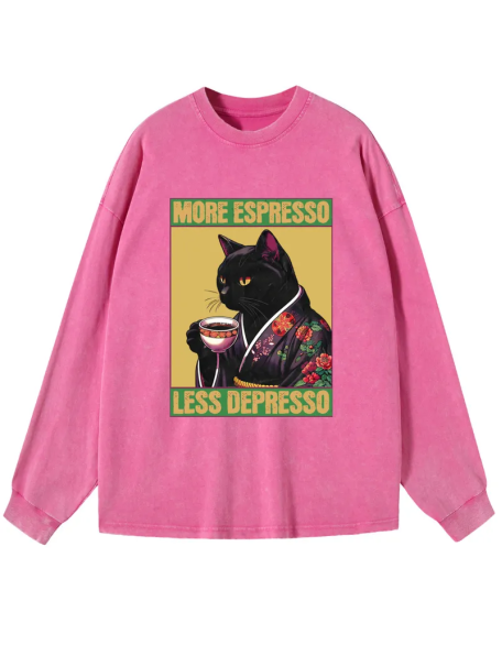 Up Caffeine Down Depression Washed Long Sleeve T-Shirt