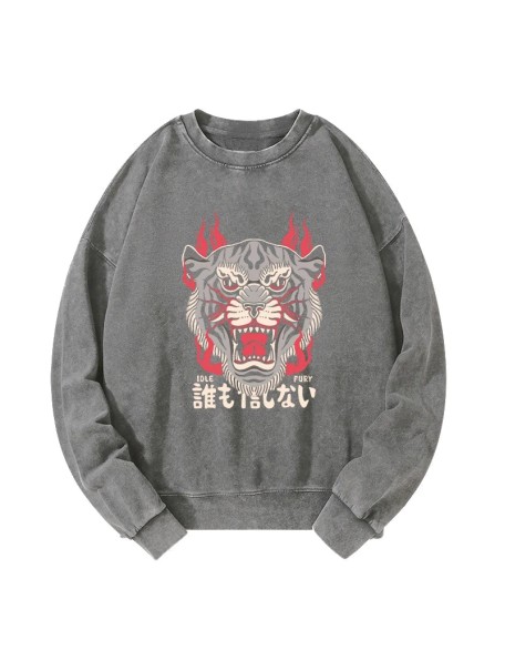 Japanese Tiger Fire Washed Sweatshirt