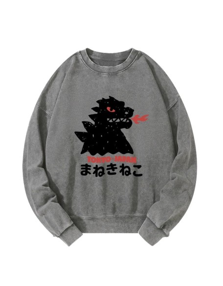 Japanese Fortune Cat Washed Sweatshirt