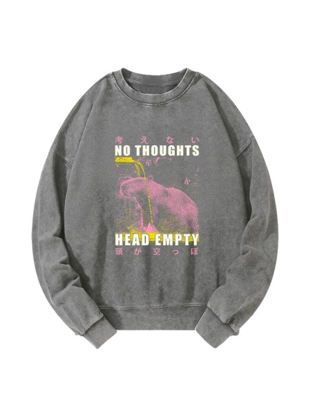 No Thoughts Head Empty Washed Sweatshirt