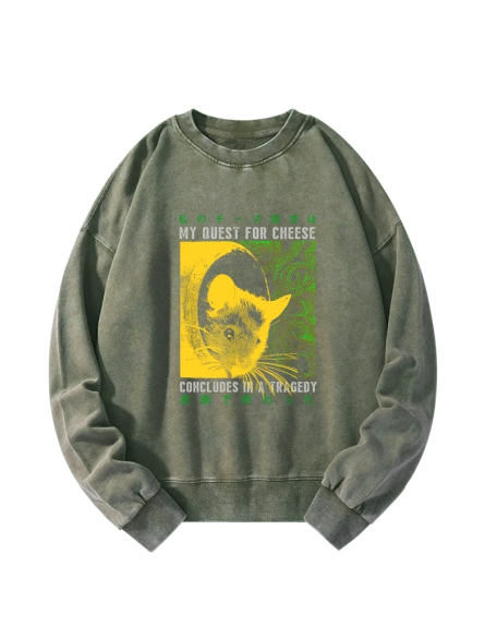 Mouse Has A Passion For Cheese Washed Sweatshirt