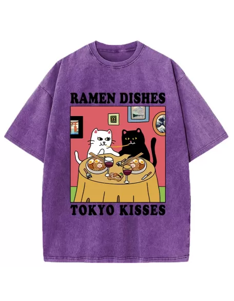 Ramen Dishes Tokyo Kisses Washed T-Shirt