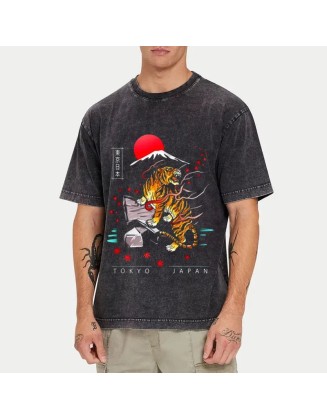 Japanese Style Tiger Washed T-Shirt