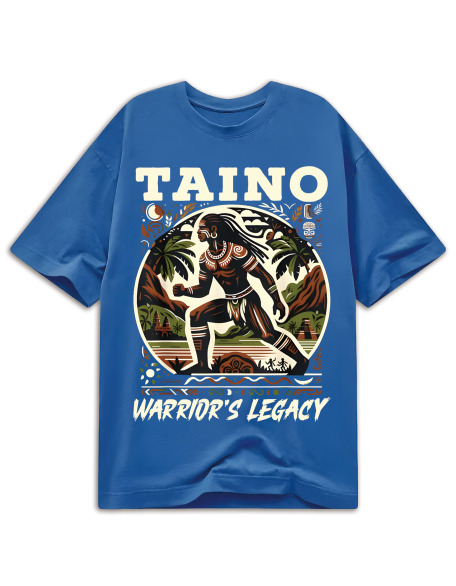 Taino Warrior Graphic Tee - 220g Cotton, Short Sleeve, Crew Neck - Puerto Rico & Caribbean Culture Inspired T-Shirt