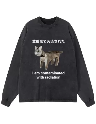 Cat Contaminated By Radiation Washed Long Sleeve T-Shirt