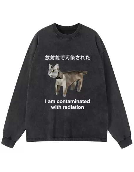 Cat Contaminated By Radiation Washed Long Sleeve T-Shirt