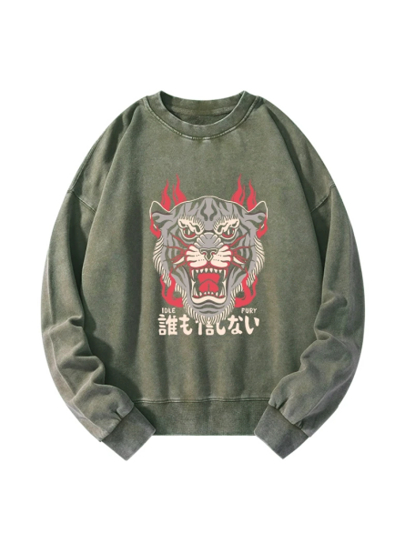 Japanese Tiger Fire Washed Sweatshirt