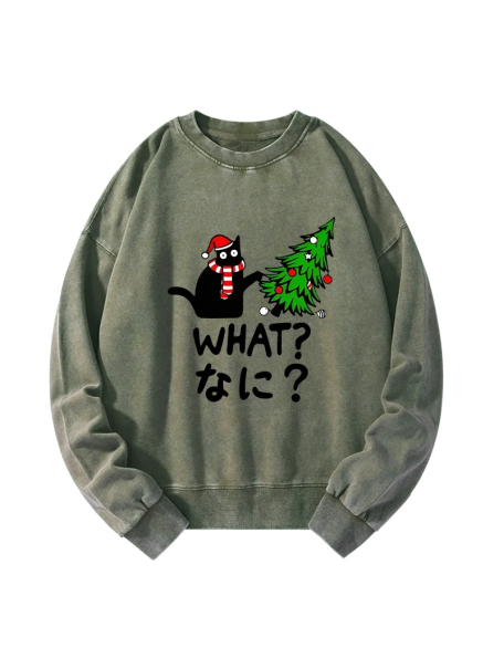 Naughty Cat Christmas Washed Sweatshirt