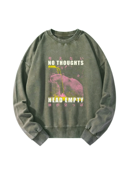 No Thoughts Head Empty Washed Sweatshirt