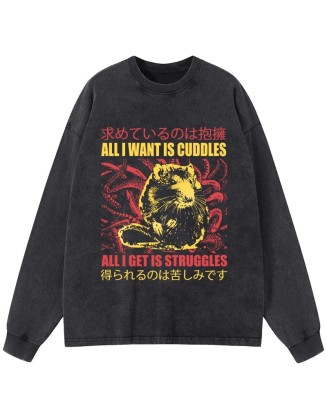 All I Want Is Cuddles Washed Long Sleeve T-Shirt