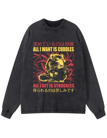 All I Want Is Cuddles Washed Long Sleeve T-Shirt