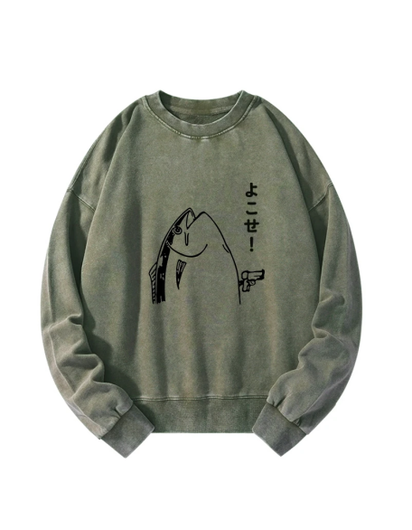 Fish Hold Up Gun Washed Sweatshirt
