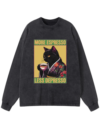 Up Caffeine Down Depression Washed Long Sleeve T-Shirt