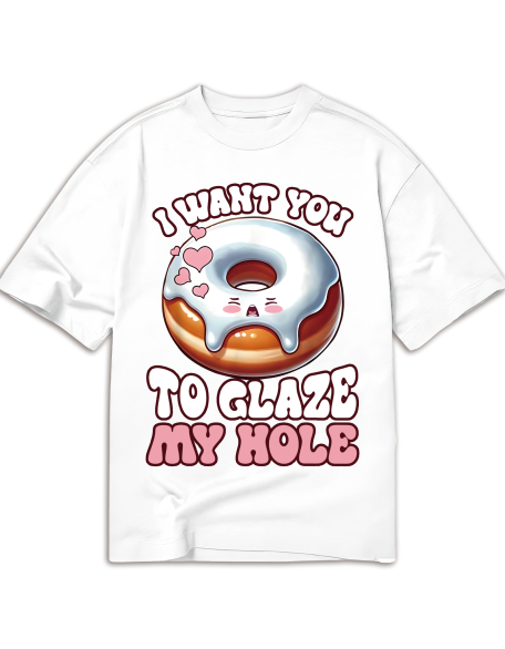 Fun I Want You To Glass Donut Prank Embarrassing Adult Humor T-Shirt, Oversized Short Sleeve Classic Heavy Cotton T Shirt Printed Graphic Tee Women's Casual Short-Sleeved Top