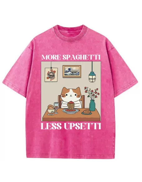 Cat Eats Spaghetti Washed T-Shirt