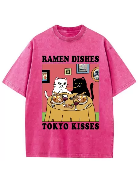Ramen Dishes Tokyo Kisses Washed T-Shirt