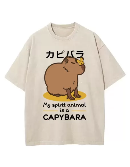 Spirit Animal Capybara Washed T-Shirt