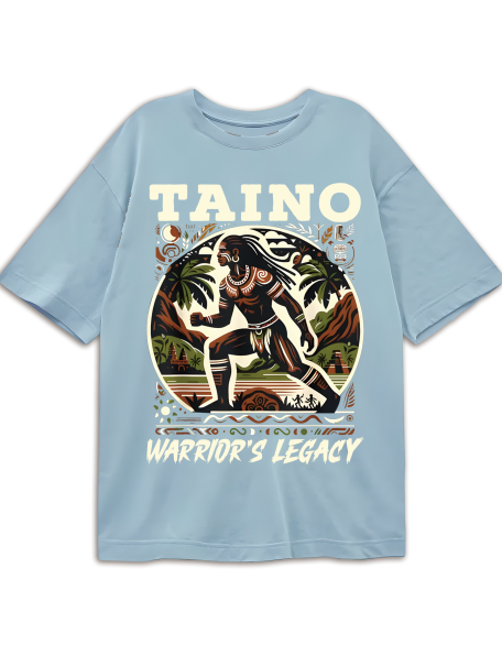Taino Warrior Graphic Tee - 220g Cotton, Short Sleeve, Crew Neck - Puerto Rico & Caribbean Culture Inspired T-Shirt