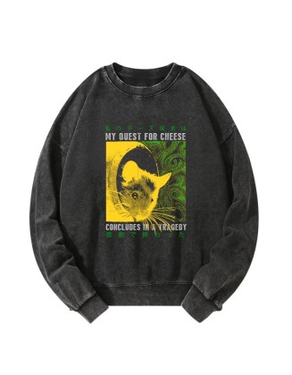 Mouse Has A Passion For Cheese Washed Sweatshirt