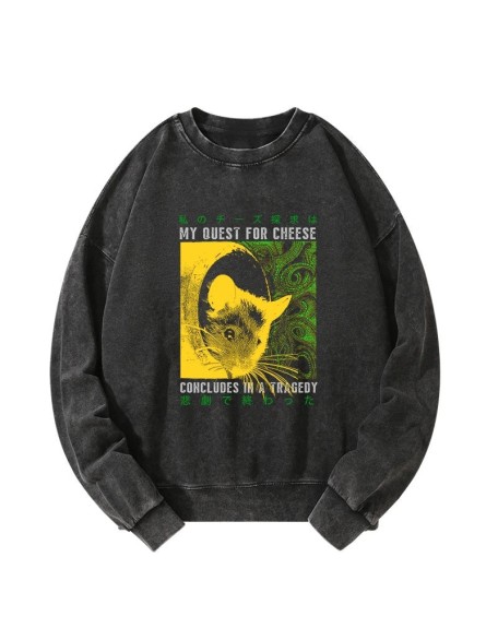 Mouse Has A Passion For Cheese Washed Sweatshirt