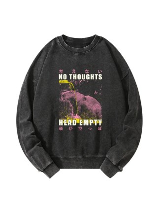 No Thoughts Head Empty Washed Sweatshirt