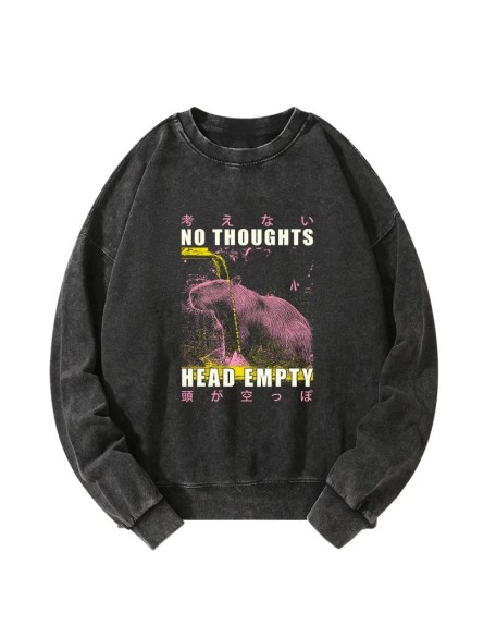 No Thoughts Head Empty Washed Sweatshirt