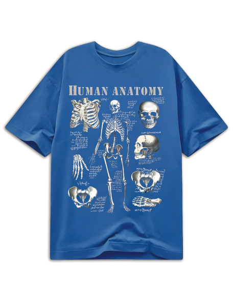 Goth Round Neck T-Shirt With Skeleton Skull Print, School
