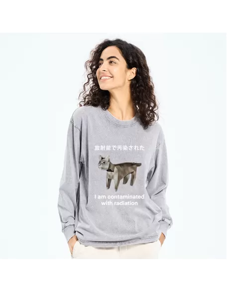 Cat Contaminated By Radiation Washed Long Sleeve T-Shirt