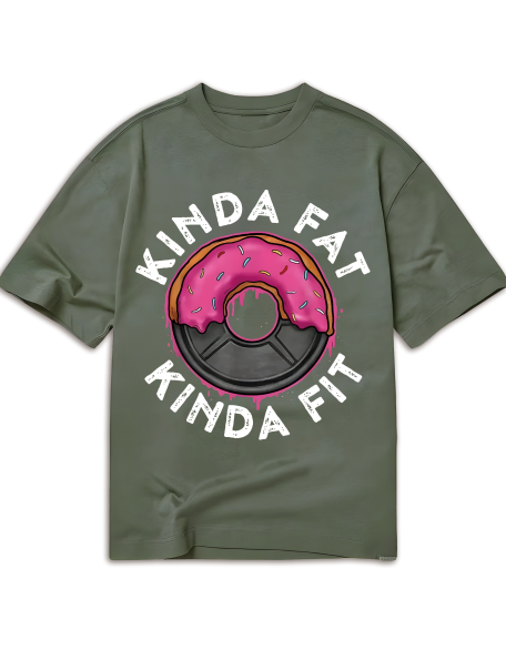 Gym Workout Kinda Fat Kinda Fit Funny Doughnut Gift T-Shirt - MADE IN USA Regular-Fit, Family Clothing