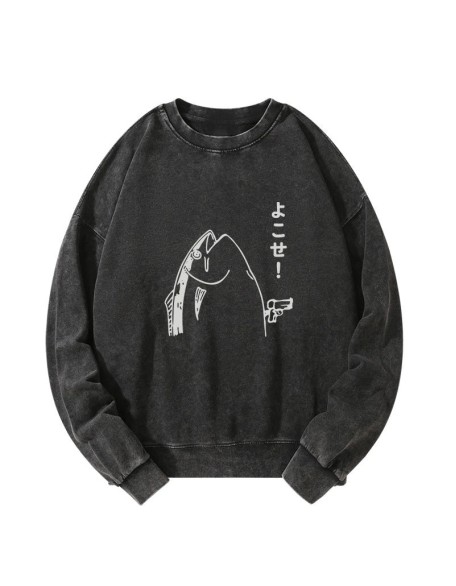 Fish Hold Up Gun Washed Sweatshirt