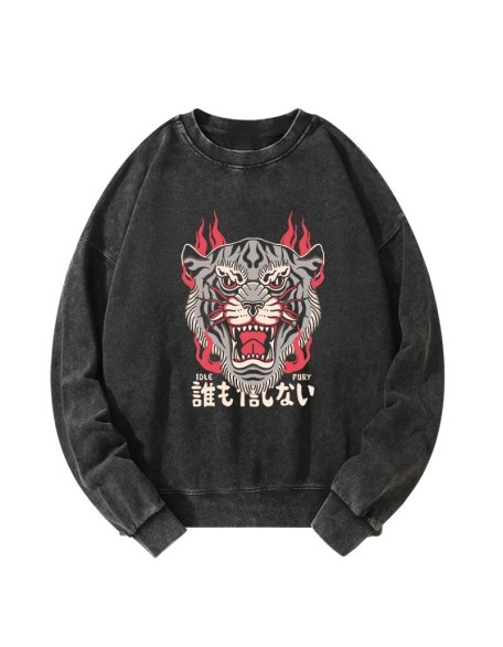 Japanese Tiger Fire Washed Sweatshirt