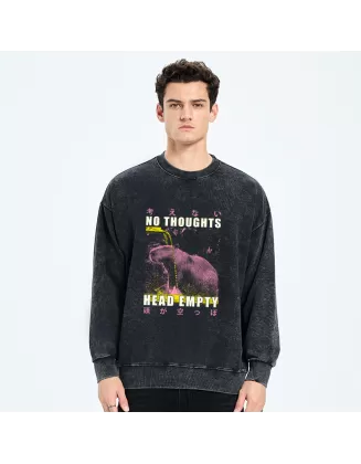 No Thoughts Head Empty Washed Sweatshirt