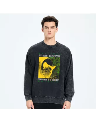 Mouse Has A Passion For Cheese Washed Sweatshirt