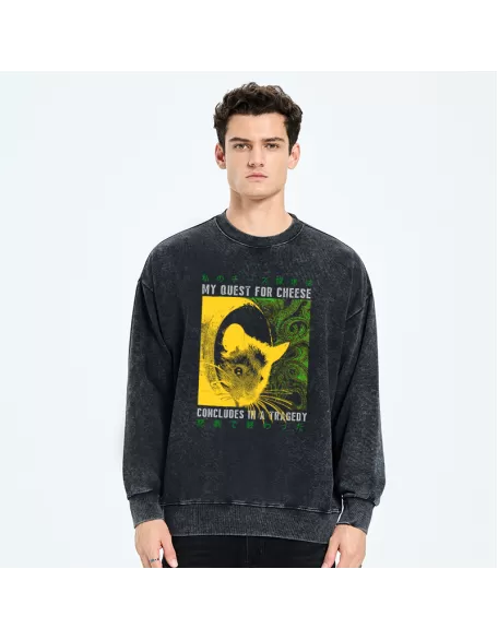 Mouse Has A Passion For Cheese Washed Sweatshirt