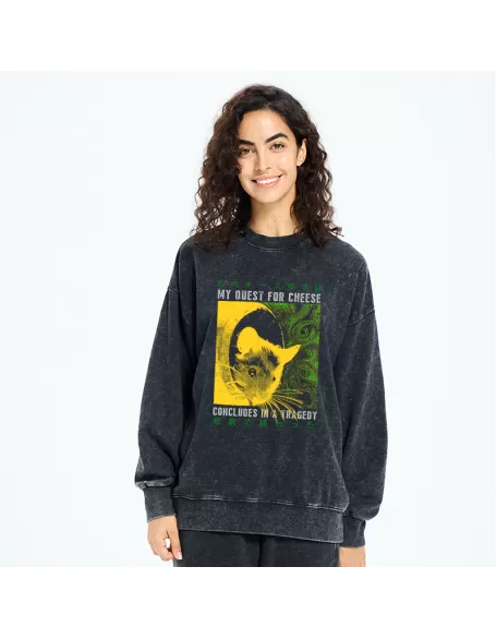 Mouse Has A Passion For Cheese Washed Sweatshirt