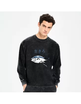 Running Fish Washed Long Sleeve T-Shirt